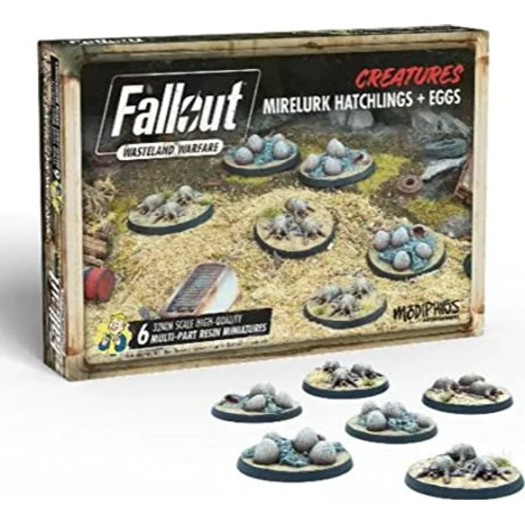 Modiphius Entertainment Fallout Wasteland Warfare: Creatures - Mirelurk Hatchlings und Eggs, unbemalte Premium Resin Miniaturen für Brettspiele, 32mm Skala, erfordert Enclave Wave Card Expansion Pack