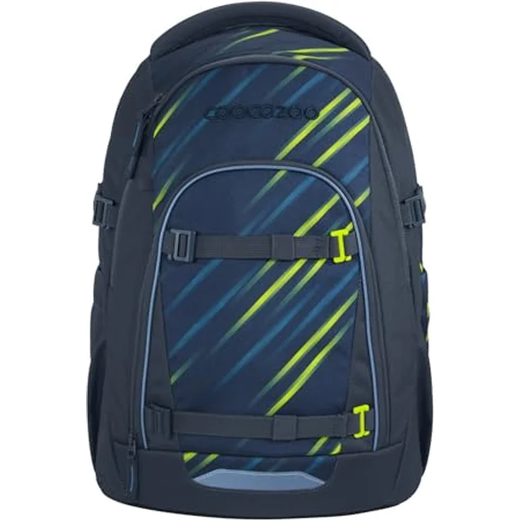 coocazoo Schulrucksack MATE, Ergonomischer Rucksack mit Easy-Grow-System, Farben: Fast Lime und Blau, Volumen: 30 l – Bild 1