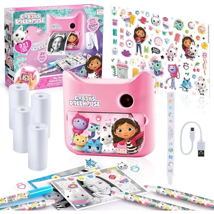 Canal Toys Gabby's Dollhouse, Digitalkamera mit Sofortdruck, multilingual, für Kinder ab 4 Jahren, 250 Fotos, individuell gestaltbar