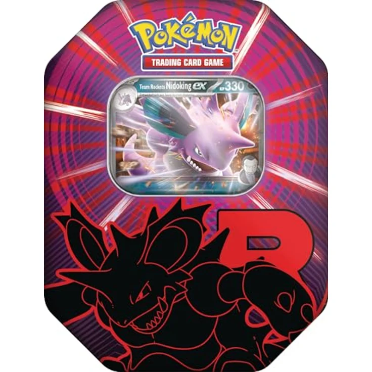 Pokémon Tin-Box Team Rocket, Nidoking-ex mit 1 holografischer Promokarte und 4 Boosterpacks – Bild 1