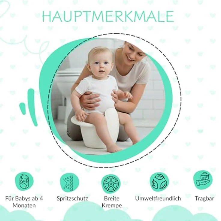 Easypisi Baby-Töpfchen zum Abhalten, Windelfrei, mobiles Kindertöpfchen für Jungen/Mädchen bis 1 Jahr, Weiß, Made in Germany – Bild 3