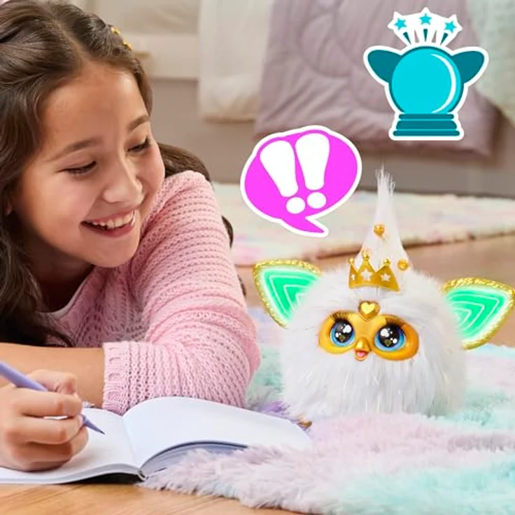 Hasbro Furby Gold Glam, interaktives Funktionsplüschspielzeug mit 5 Modi und über 600 Sätzen, gold – Bild 6