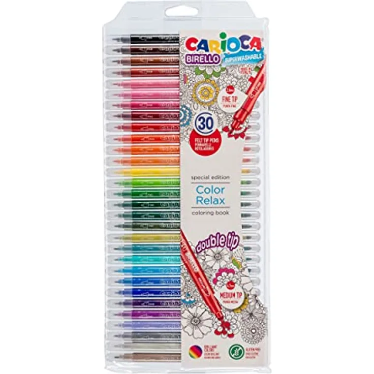 Carioca Birello – Filzstifte (Fein/Mittel, Rundspitze, Multi-Stift, italienisch, für Rucksack/Kunststoffetiketten)