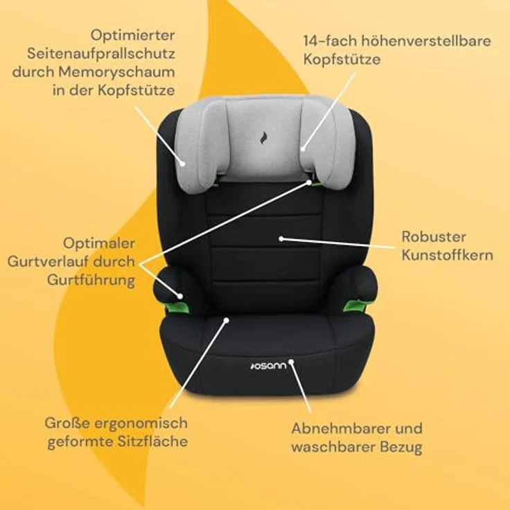 Osann Kindersitz Musca i-Size - Mitwachsender Autokindersitz, 14-fach höhenverstellbare Kopfstütze - Grey Melange – Bild 2