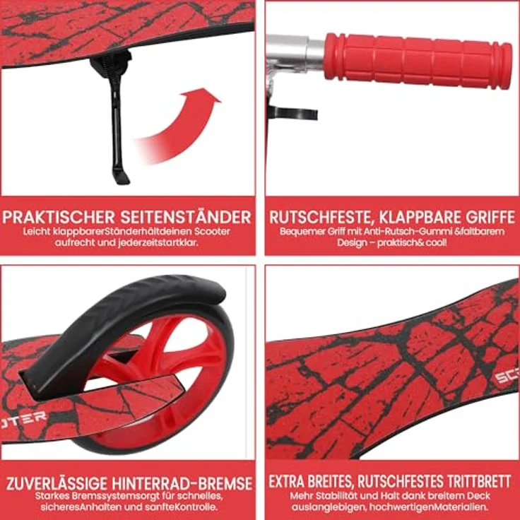 Europebazar Habib Kickroller mit 205mm XXL Rädern, klappbar für bis zu 100kg – Bild 2