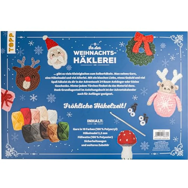 Frech Adventskalender "In der Weihnachtshäklerei", mit Material und Anleitungsbuch für 24 Häkelprojekte – Bild 3