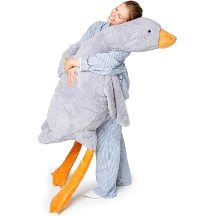 MKS Weiches Plüsch Ente Kuscheltier für Baby, Kleinkind, Kinder, Erwachsene | Riesige Gans Plüschtiere mit maschinenwaschbarem Bezug | Hypoallergener Entenkuschel 190cm