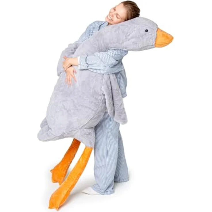 MKS Weiches Plüsch Ente Kuscheltier für Baby, Kleinkind, Kinder, Erwachsene | Riesige Gans Plüschtiere mit maschinenwaschbarem Bezug | Hypoallergener Entenkuschel 190cm – Bild 1