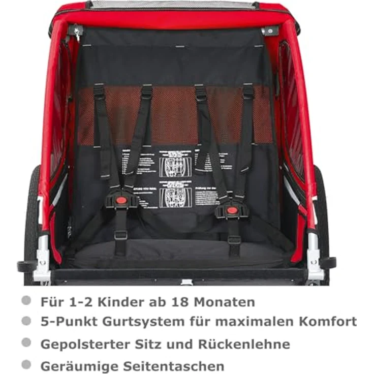 TIGGO Fahrradkinderanhänger Tiggo VS Kinderanhänger Fahrradanhänger für 1 oder 2 Kinder, gepolsterter Sitz, UV-Schutz, zusammenklappbar, 20-Zoll-Räder – Bild 3