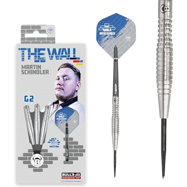 Bull's Martin Schindler Original 90% Tungsten G2 Steel Dart, 23g Professional Darts für Wettkämpfe