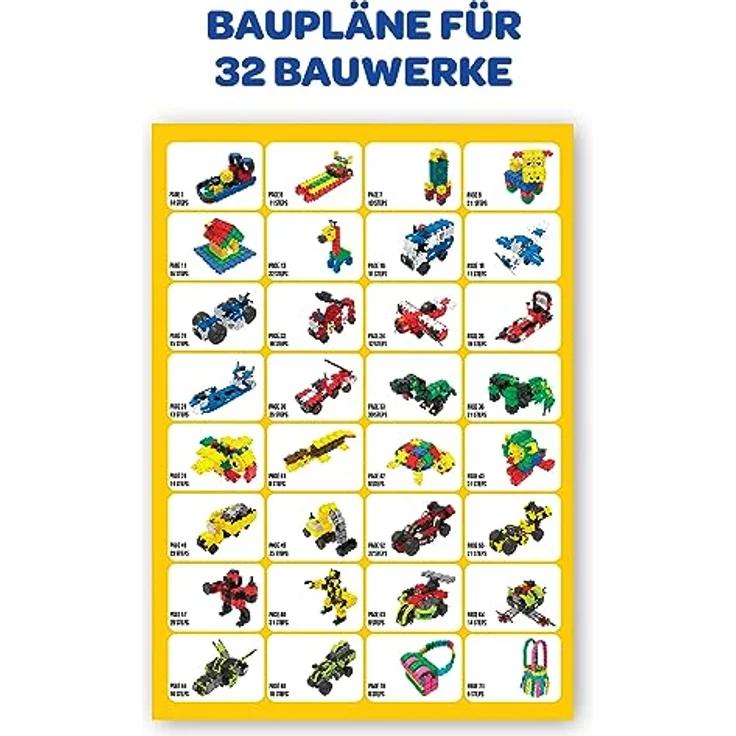 Clics CP017 Baubuch, Mehrfarbig, 72 Seiten Konstruktionsanleitungen für Jungen und Mädchen ab 3 Jahren, fördert Feinmotorik und Konzentration – Bild 3
