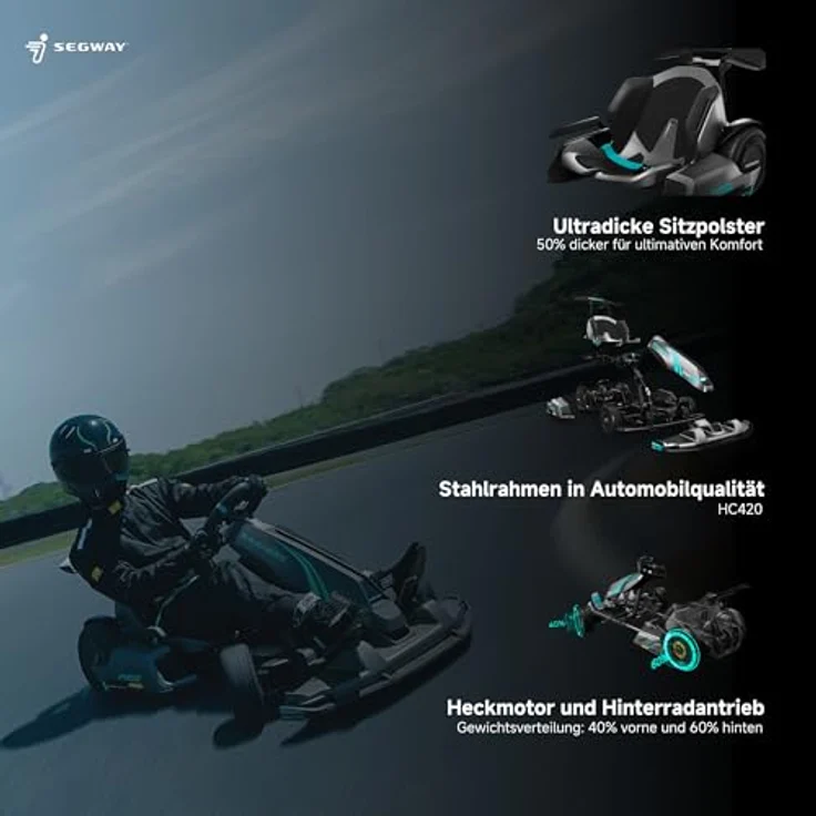 Segway-Ninebot GoKart PRO 2, High-Performance Gokart mit Driftassistenzsystem und einstellbarem Fahrgestell für Fahrer von 130 cm bis 190 cm – Bild 5