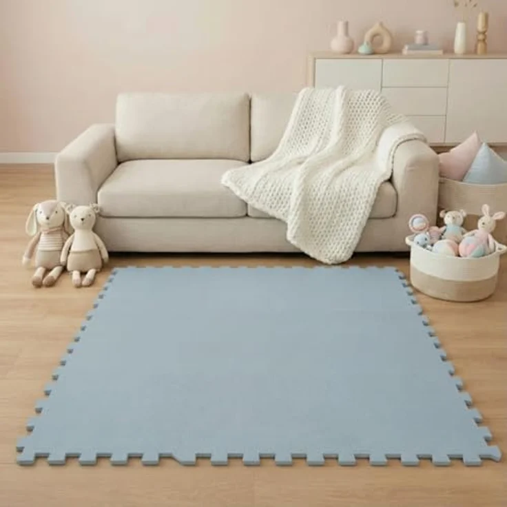 LittleTom Puzzlematte 18-teilig, Blaue Krabbelmatte 30x30 cm, BPA-frei, rutschfest und stoßdämpfend, ideal für Babys und Kleinkinder – Bild 2