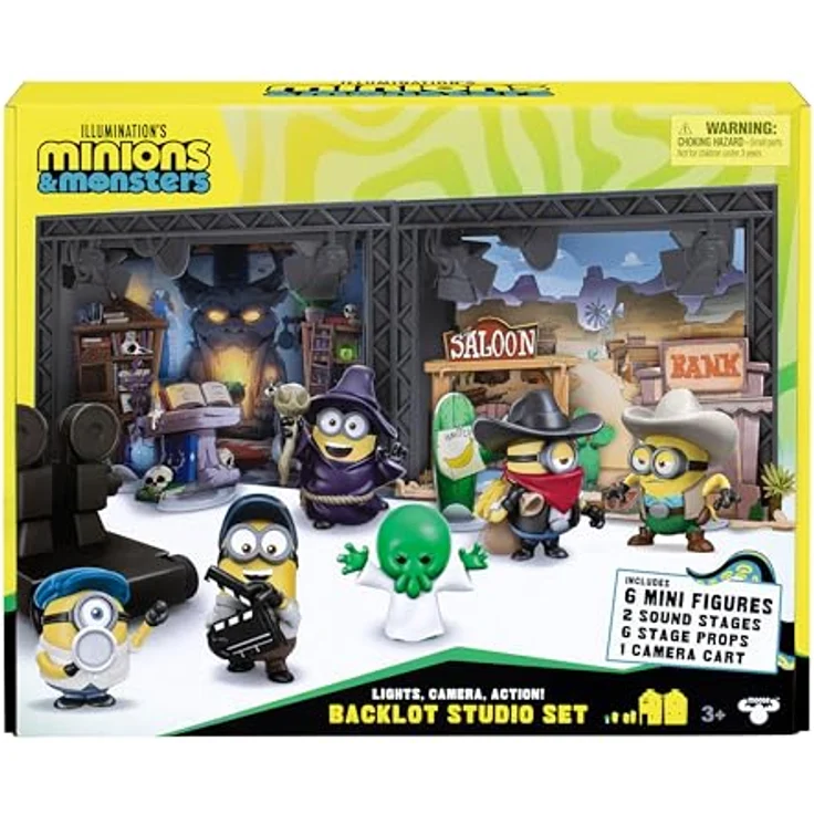 MINIONS Illumination: Minions & Monster Filmset, 2 Soundstages, 6 Mini-Figuren und 6 Requisiten für kreative Monsterfilm-Abenteuer – Bild 2