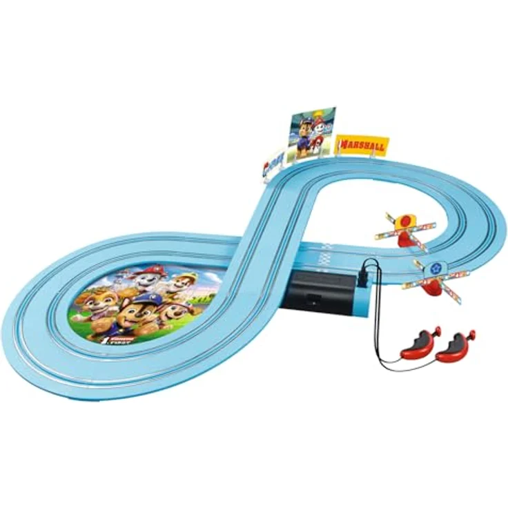 Carrera First PAW Patrol, On The Track – 2,4 Meter Spielbahn mit Chase & Marshall, kindgerechte Handregler, interaktive Elemente, batterie betrieben – Bild 2
