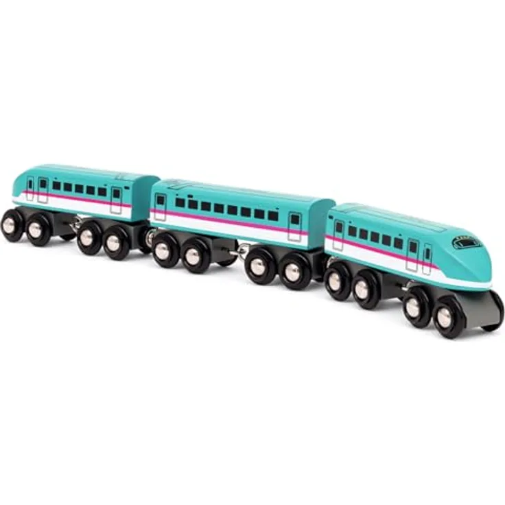Brio 63608600 Shinkansen Series E5 Hayabusa Schnellzug mit 2 Lokomotiven und Personenwagen aus Holz, 3 Teile