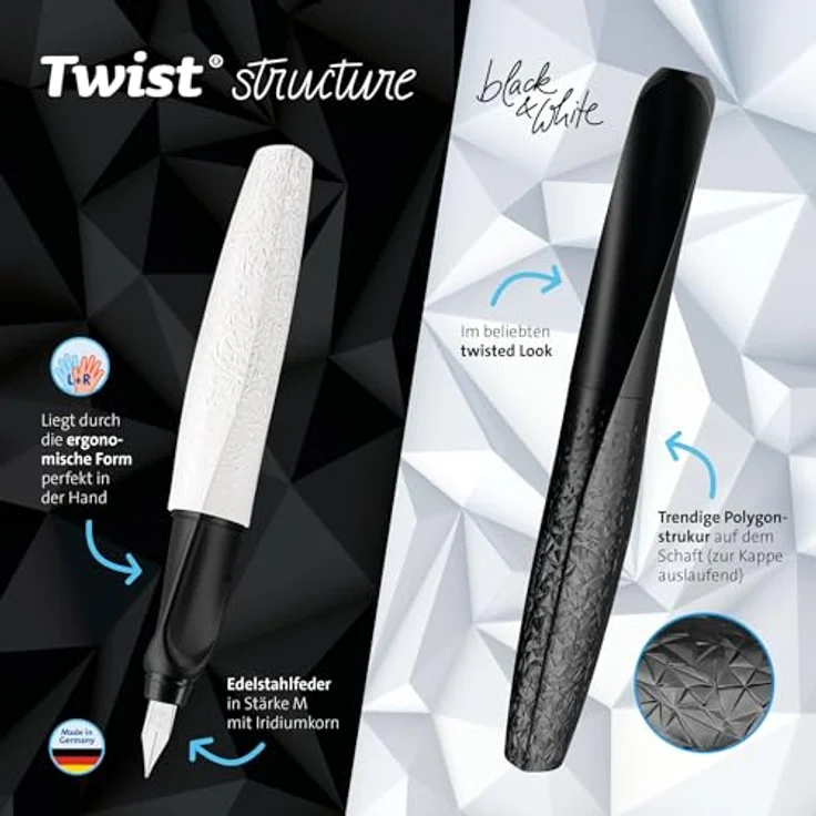 Pelikan Twist structure black & white, Trendschreibgerät für Rechtshänder und Linkshänder – Bild 3