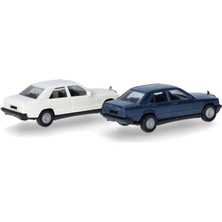 Herpa MiniKit Mercedes-Benz 190E, 2er Set, Blau/Classicweiß, Miniaturmodell im Maßstab 1:87, Sammlerstück aus Kunststoff – Bild 3