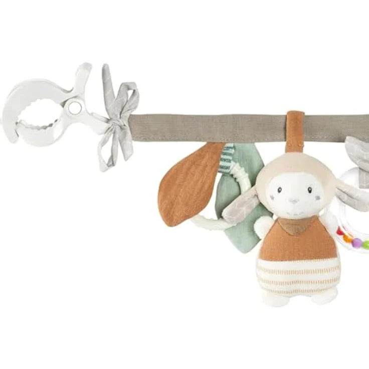 Fehn Kinderwagenkette Esel & Schaf, zum Aufhängen mit Tier-Anhängern, Rassel und Quietsche – Bild 3