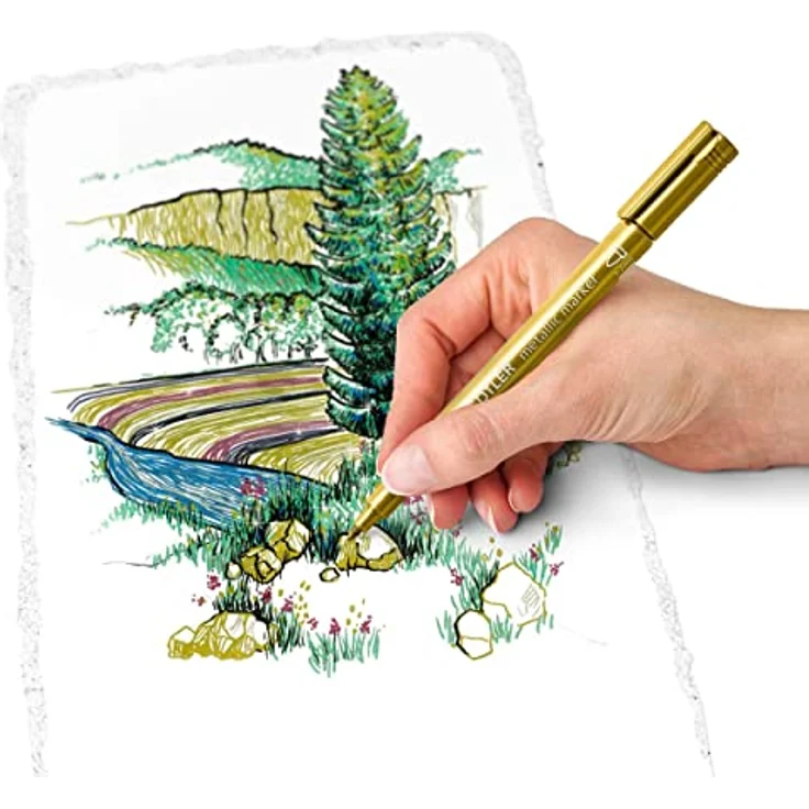 STAEDTLER Metallic Marker, für deckendes Schreiben und Dekorieren, Hohe Qualität, 5 Farben inklusive Gold und Silber, 8323-S BK5 – Bild 4
