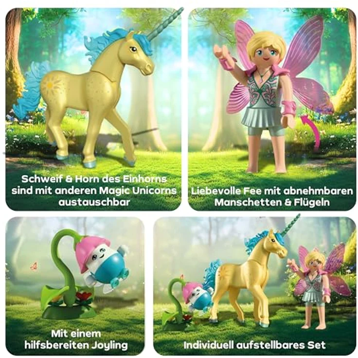 PLAYMOBIL Magic Unicorns Sammeleinhorn Sonnenscheinblüte mit Fee, magische Details & austauschbares Zubehör, für Kinder ab 4 Jahren, 71842 – Bild 4