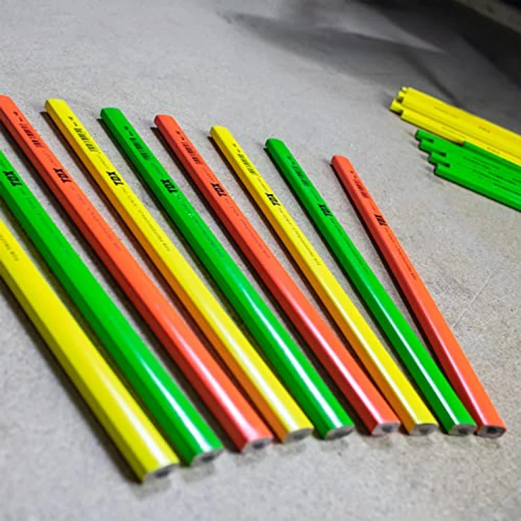 TOX-DÜBEL-TECHNIK Zimmermanns-Bleistifte, 12er Set in Neonfarben (Neongelb, Neongrün, Neonorange) – Bild 4