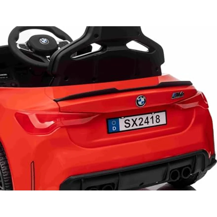 RIRICAR Elektro Kinderauto BMW M4, rot, Fernbedienung, 12-V-Batterie, LED-Leuchten, 2 x Motor – Bild 2