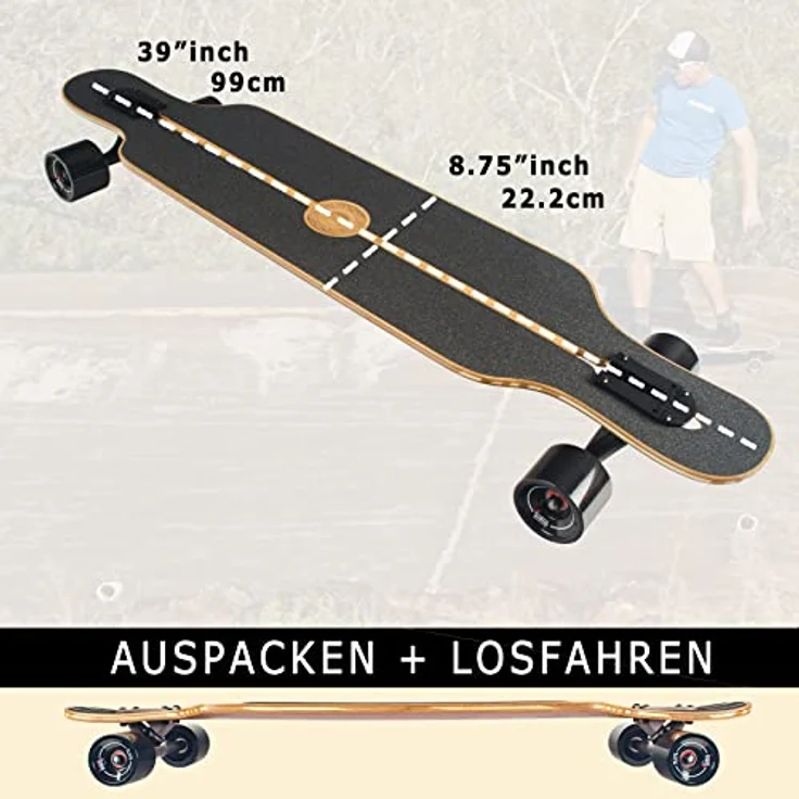 JUCKER HAWAII Longboard HOKU V2 Precision Flex 1, Fiberglas-Bambus-Konstruktion, 78A Allround Cruiser Wheels, ABEC 9 Kugellager – Bild 3
