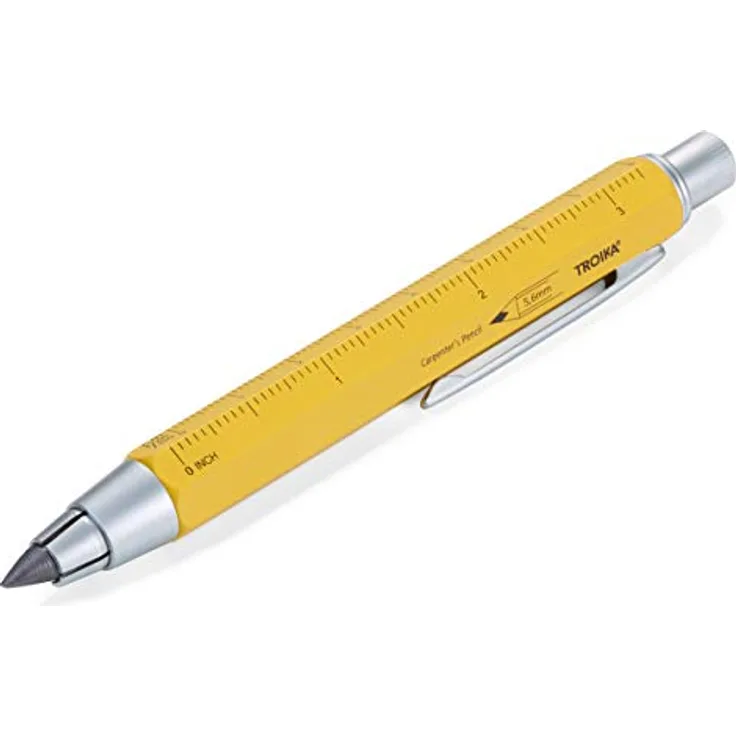 TROIKA Zimmermannsbleistift ZIMMERMANN 5,6 mm, Fallminen-Bleistift mit integriertem Minenspitzer, lackiert gelb