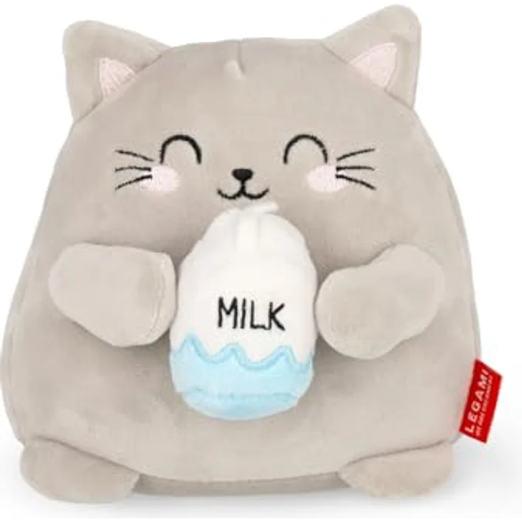 Legami Super Soft Plush Mini Kitty, Plüsch mit personalisierbarer ID Karte, grau, 14x15x12 cm, steht alleine – Bild 1