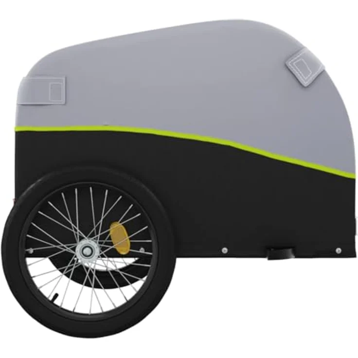 vidaXL Fahrradlastenanhänger Fahrradanhänger Schwarz und Grün 45 kg Eisen, Robustes Material und Cleveres Design – Bild 7