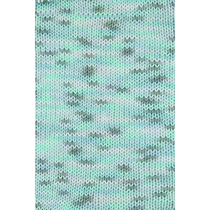Gründl Cotton Quick Print Strickgarn / Häkelgarn (farbenfrohes Garn aus 100% Baumwolle, OEKO-TEX zertifiziert, 50 g / 125 m, Nadelstärke: 3 - 4, 1 x 50 g), Mint-Blau-Weiß-Grau-Mix Color – Bild 2