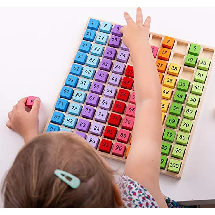 Bigjigs Toys Holz Anzahl Fach - Educational Counting Brett, 100 Spielsteine, bunt – Bild 4