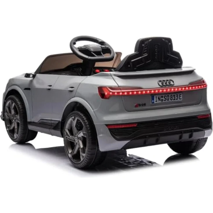 Audi SQ8 e-Tron, Kinder Elektroauto 12V mit Fernbedienung, für 1 bis 5 Jahre, Grau, Sicherheitsgurte, LED-Scheinwerfer, MP3-Player, EVA-Gummireifen – Bild 2