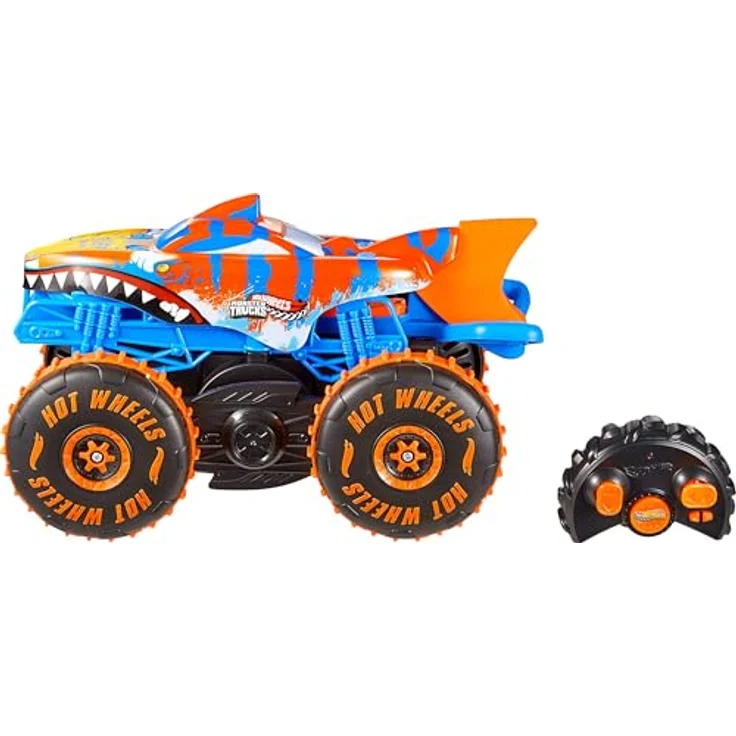 Hot Wheels RC Tiger Shark Climber, Fernbedienungs-Spielzeugfahrzeug mit 3 Spielmodi für Rennen, Klettern und Stunts, großer Maßstab, JFR39 – Bild 5