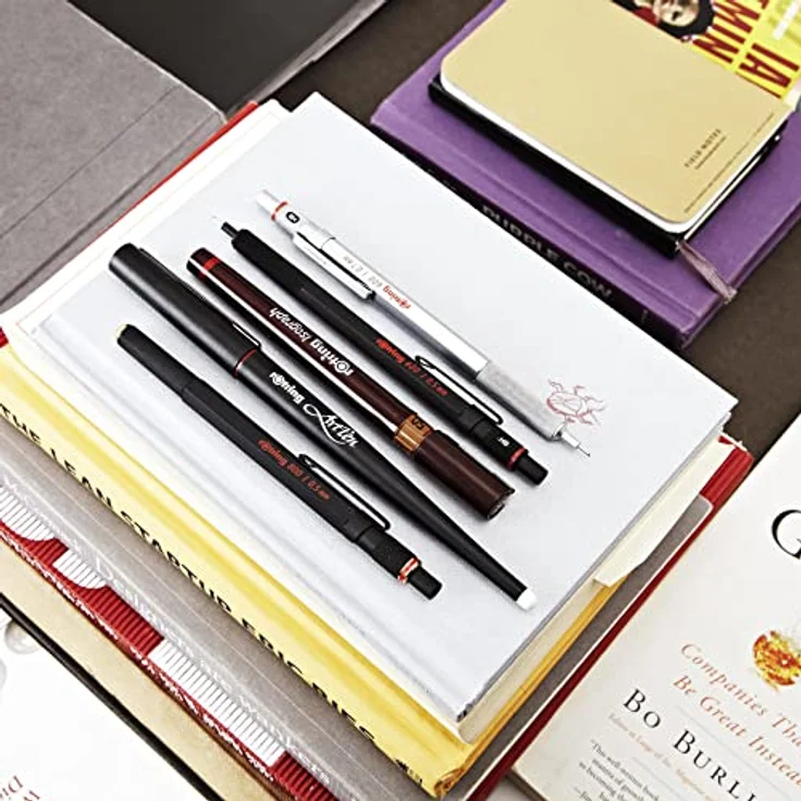 Rotring 600 Metallic M, Metallkugelschreiber mit präzisem Minenvorschub und Radiergummi, rot – Bild 2
