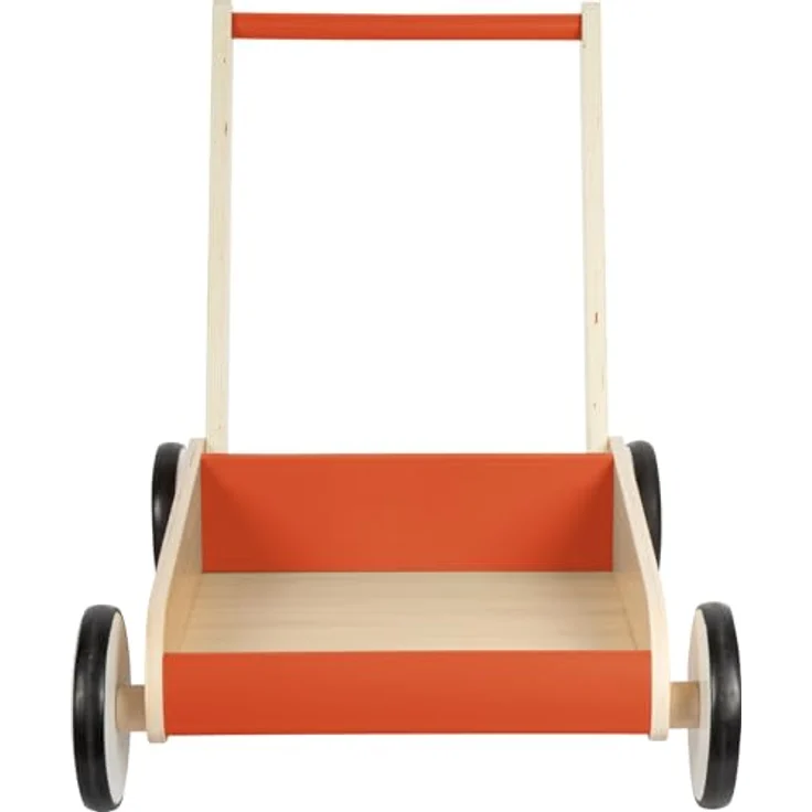 Small Foot Lauflernwagen Kupferrot, robuster Schiebewagen aus Holz, mit großer Ladefläche, ab 12 Monaten – Bild 2