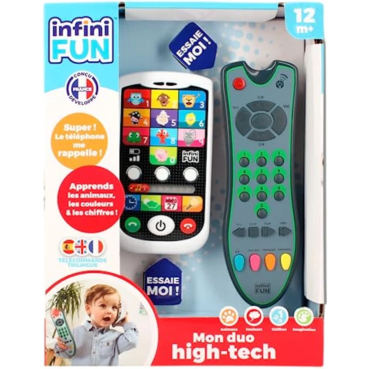 Natec I13931FR DISET INFINIFUN, Lernspielzeug mit dreisprachiger Fernbedienung für Kinder, interaktives Telefon zum Erlernen von Zahlen und Farben – Bild 2