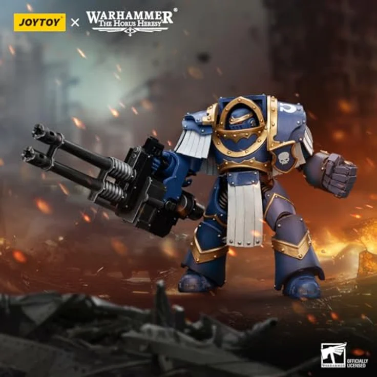 JOYTOY Warhammer The Horus Heresy Action Figure, 1/18 Uitramarines Cataphractii Terminator mit Reaper Autocannon, 14 cm, beweglich und mit Zubehör – Bild 4
