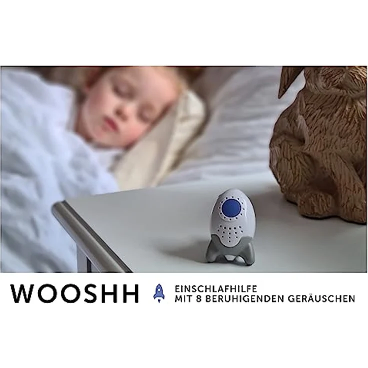 Wooshh by Rockit Rocker - wiederaufladbarer, tragbarer Schlafberuhiger / Einschlafhilfe mit 8 beruhigenden Geräuschen, 4 Lautstärkestufen, Ständer, Clip oder Riemen, extra klein für die Hosentasche – Bild 2