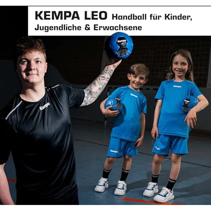 Kempa Leo Handball, strapazierfähiger Trainings- und Spielball für Kinder und Erwachsene, Größe 0-3, kempablau/schwarz – Bild 2