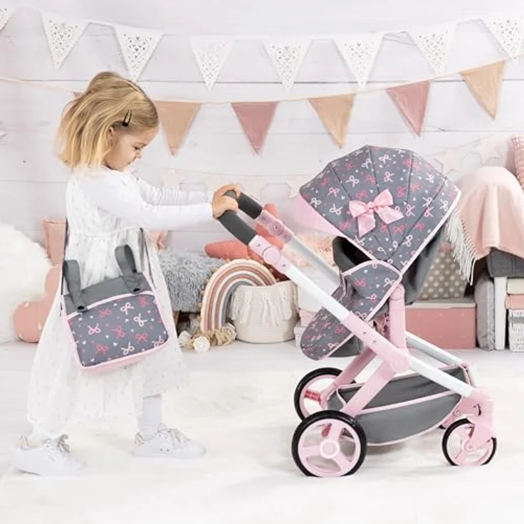 Bayer Design Puppenwagen Xeo, höhenverstellbar und wandelbar, mit Tasche und schwenkbaren Vorderrädern, geeignet für Puppen bis 46 cm – Bild 4