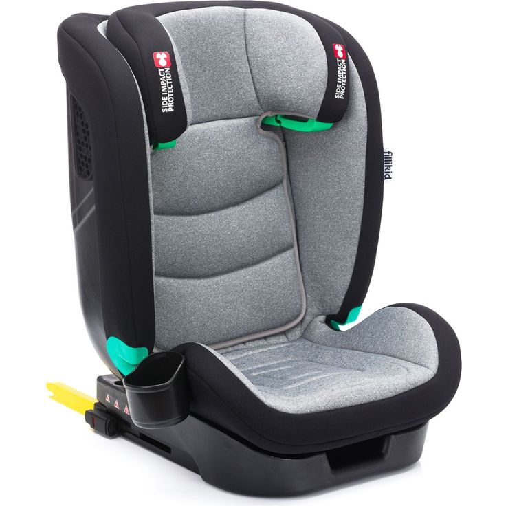 Fillikid Kindersitz Elli Pro i-Size mit Isofix & Getränkehalter - Grau, ab 3 Jahre - 12 Jahre, 100 cm - 150 cm, Seitenaufprallschutz