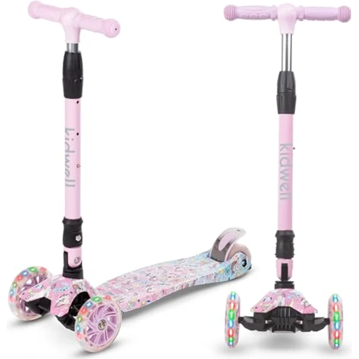 COIL Kinderroller VENTO, Dreiradscooter mit ABEC-7-Lager und LED-Rädern, 3-stufige Lenkradverstellung, Unique, blau – Bild 4
