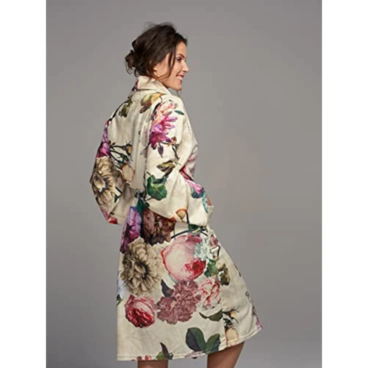 Essenza Kimono Fleur, Bademantel in Weiß mit floralem Design, Größe XL für Damen – Bild 7