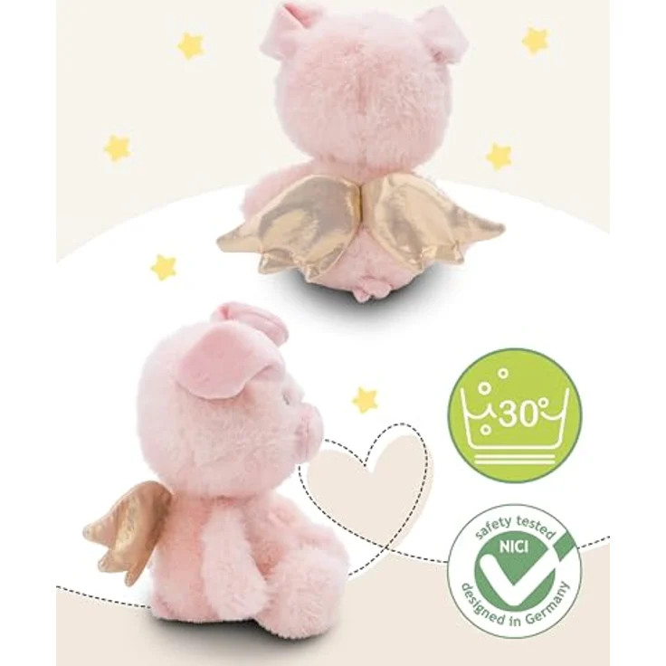 NICI La La Piggie, Kuscheltier 28 cm mit goldglänzenden Flügeln in Geschenkbox, rosa – Bild 3