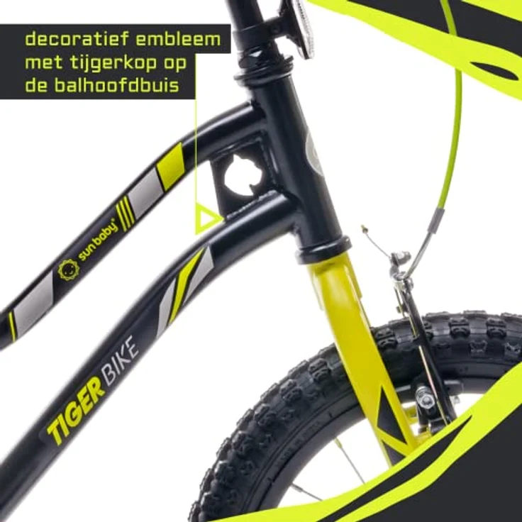 sun baby Kinderfahrrad Jungen Fahrrad Stützräder mit Abnehmbarer Schubstange 12 Zoll Grün, Verstellbarer Sattel und Lenker, MTB Reifen, Klingel – Bild 4
