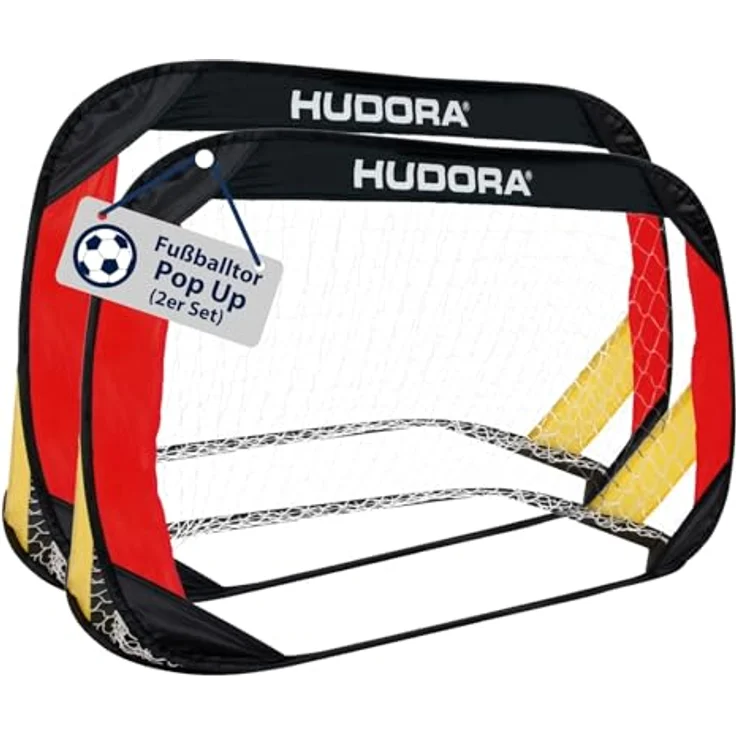 HUDORA Pop Up-Fußballtor 2er Set - Faltbare Fußballtore für Kinder & Erwachsene - 120 x 80 x 80 cm - 3-lagiges Polyesternetz – Bild 1