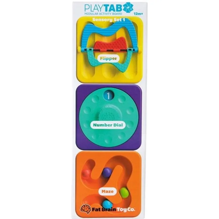 Fat Brain Play Tab Sensory Set 1, Modularer und magnetischer sensorischer Spielzeugset für Feinmotorik und visuelle Entdeckungen, ab 12 Monaten
