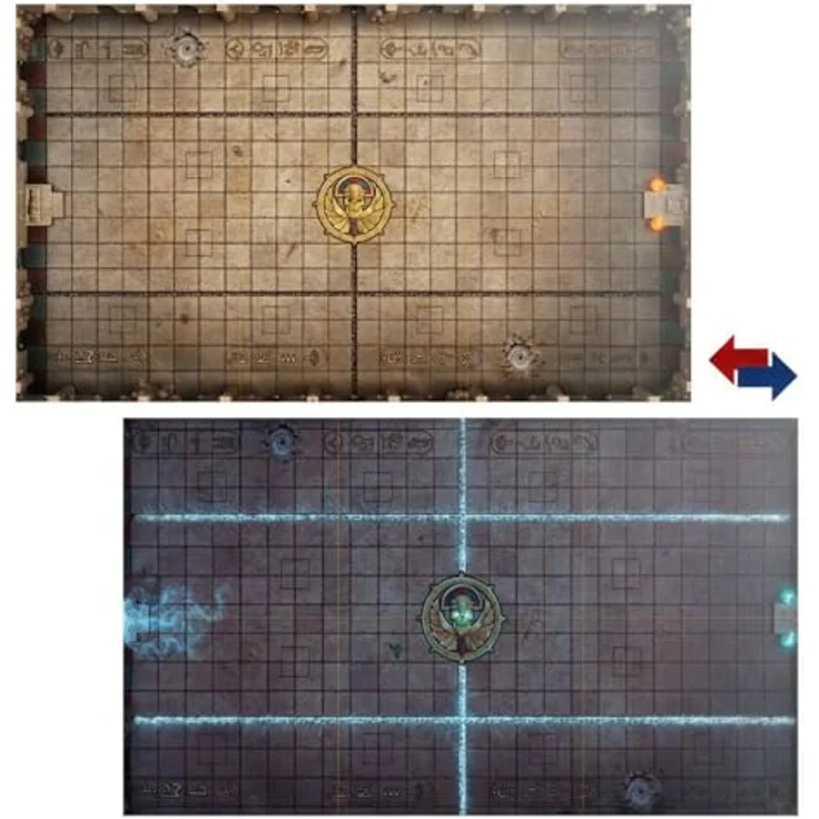 Warhammer Blood Bowl - Tomb Kings Pitch & Dugouts, doppelseitiges Spielfeld mit Grand Tomb Kings Stadion, 90,7 x 53,8 cm – Bild 3